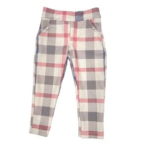 Girls' Stylish Plaid Dress Pants with Pearl Pocket Embellishments Size 1